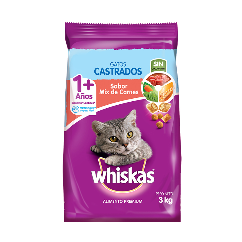 Alimento Para Gatos Castrados Sabor Mix De Carnes Whiskas Kg